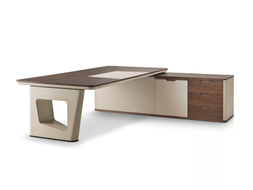 AVATAR - Corner wood and leather writing desk with drawers by i 4 Mariani - view 2